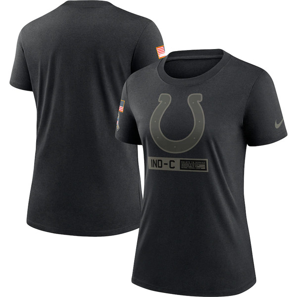 Women's Indianapolis Colts 2020 Black Salute To Service Performance NFL T-Shirt (Run Small)